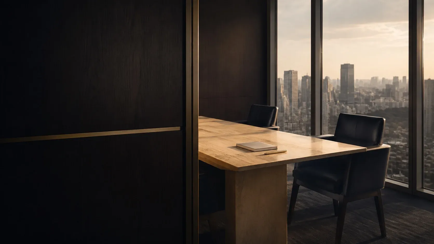 Sala de juntas de la firma con vista a la Ciudad de México